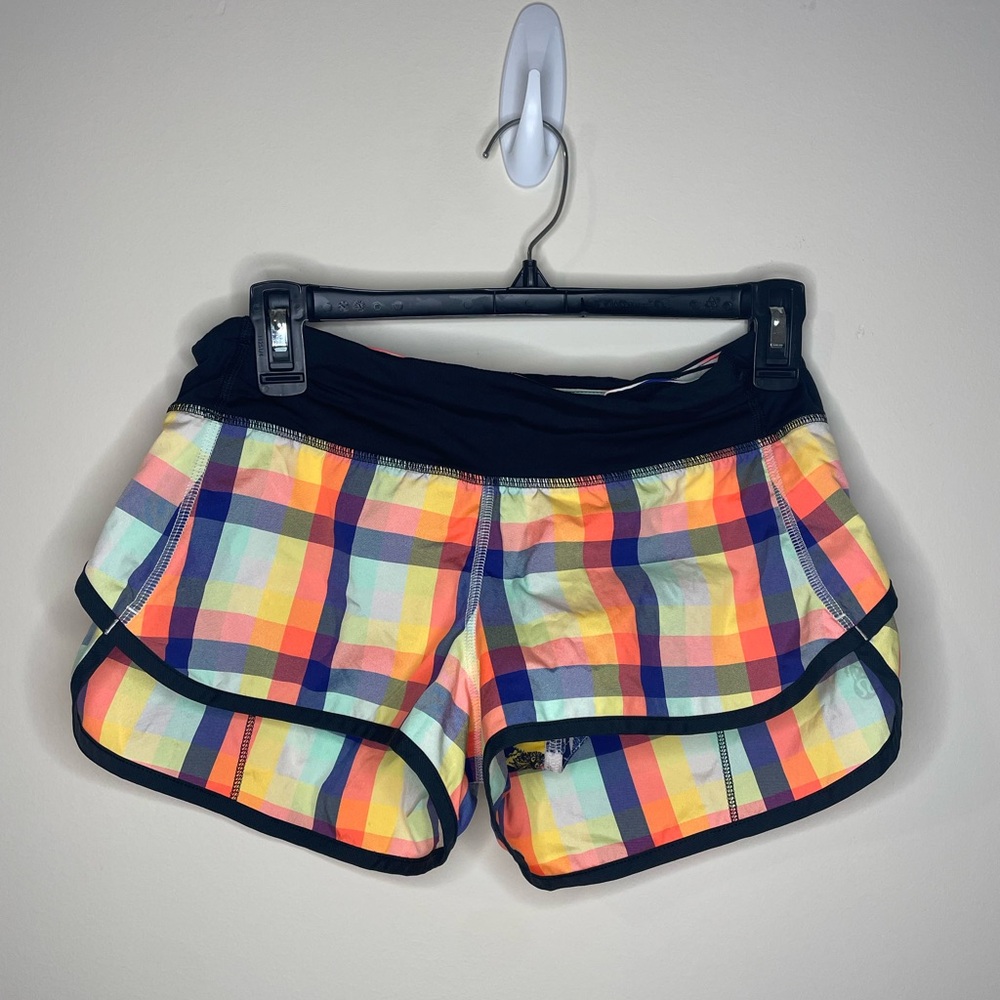 Lululemon 2013 Checkered Seawheeze Speed Short Low-Rise Moisture-Wicking Lined